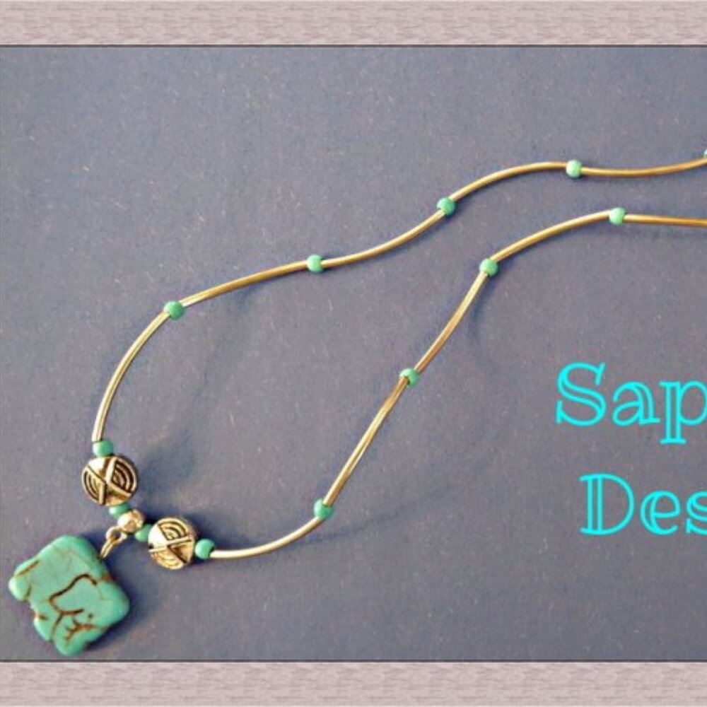 Tibetan Silver & Turquoise Elephant Design Necklace Native Ethnic Tribal